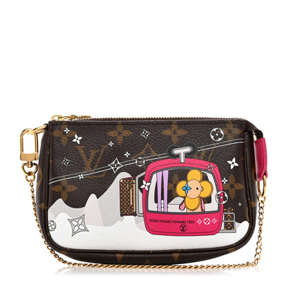 Louis Vuitton Monogram 2019 Christmas Animation Mini Courchevel Pochette Accessories Fuchsia 1 of 8