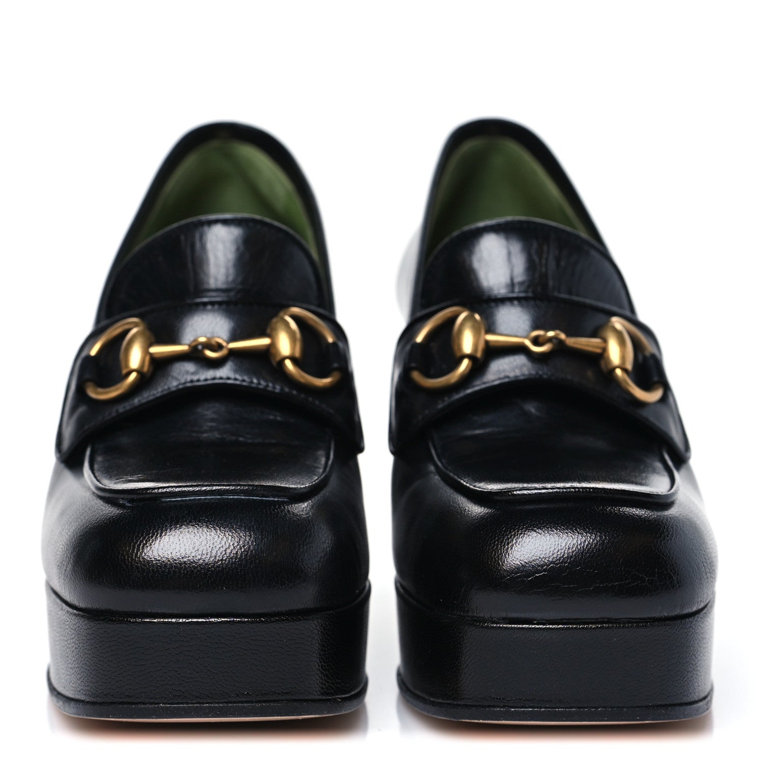 Gucci Goatskin Houdan Mid Heel Platform Loafers 36.5 Black 3 of 10