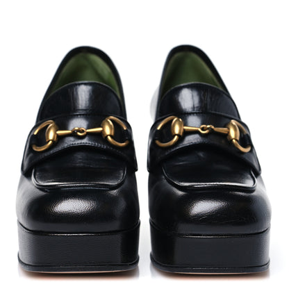 Gucci Goatskin Houdan Mid Heel Platform Loafers 36.5 Black 3 of 10