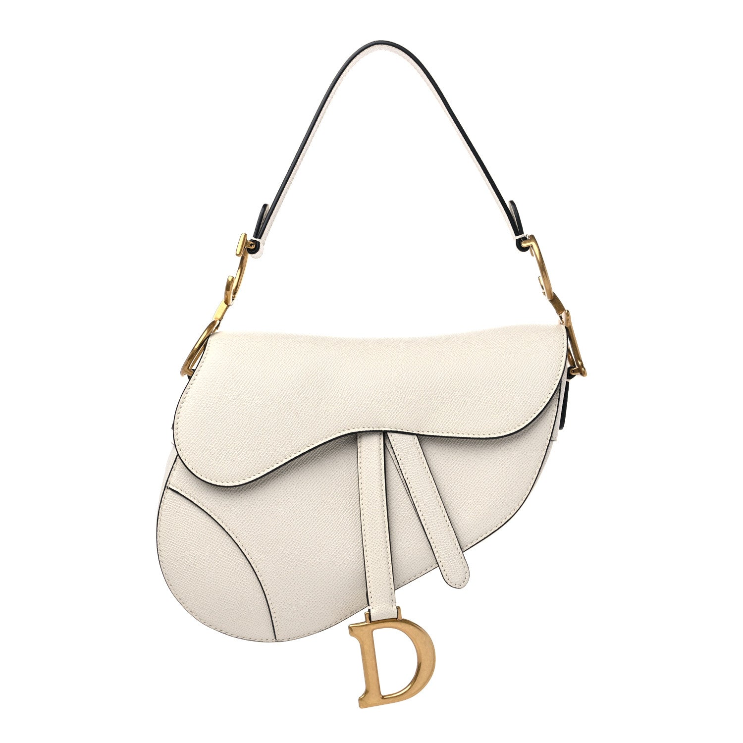 Christian Dior Grained Calfskin Saddle Bag White 1 of 10