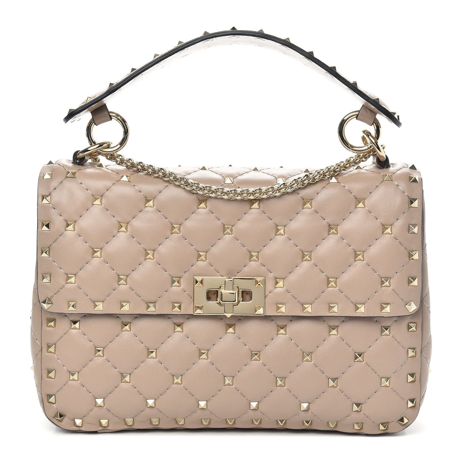 Valentino Garavani Lambskin Medium Rockstud Spike Shoulder Bag Poudre 1 of 8