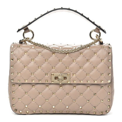 Valentino Garavani Lambskin Medium Rockstud Spike Shoulder Bag Poudre 1 of 8