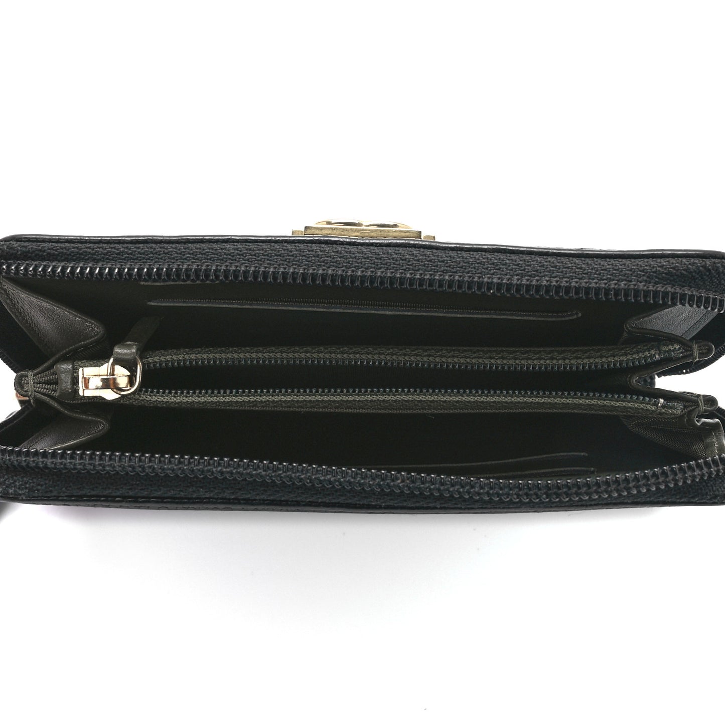 Caviar Quilted Boy Small Zip Around Wallet Black