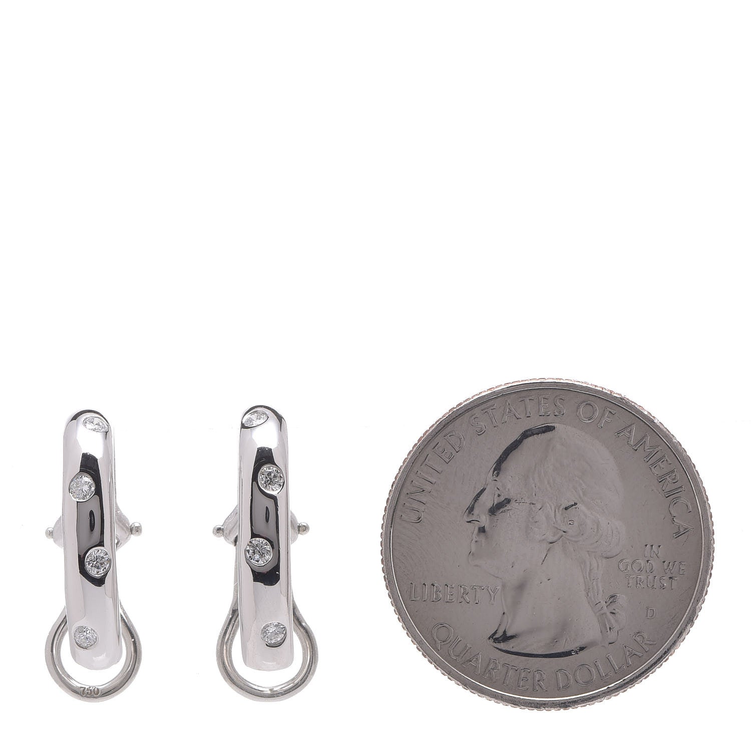 Tiffany Platinum Diamond Etoile Hoop Clip-On Earrings 2 of 5