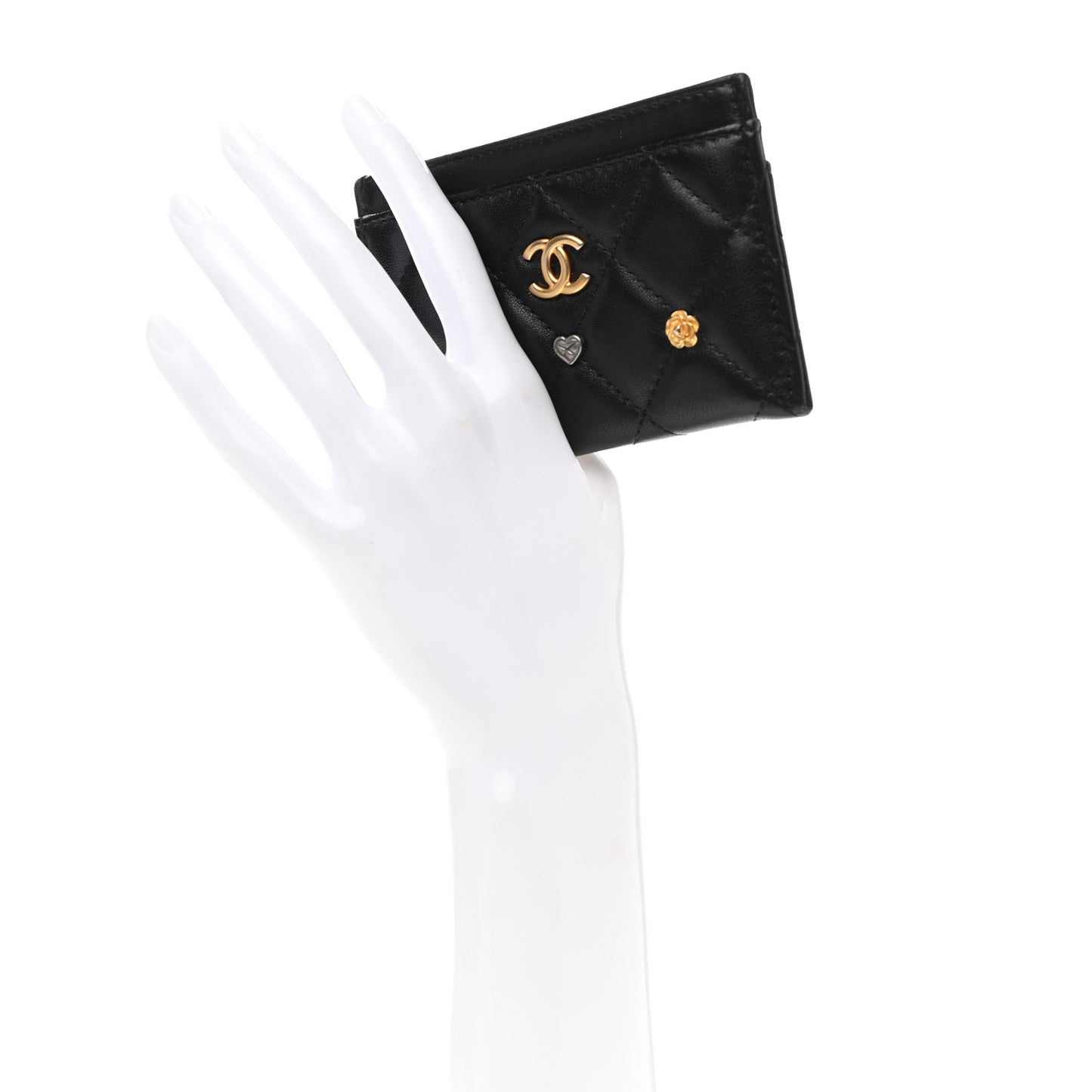 Lambskin Lucky Charms Card Holder Black