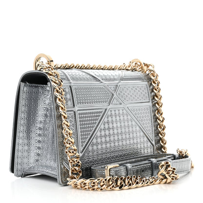 Christian Dior Metallic Patent Micro-Cannage Medium Diorama Flap Bag Silver 2 of 12