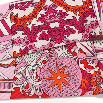 Hermes Silk De l'Ombrelle Aux Duels Twilly Fuchsia Rose Pale 4 of 4