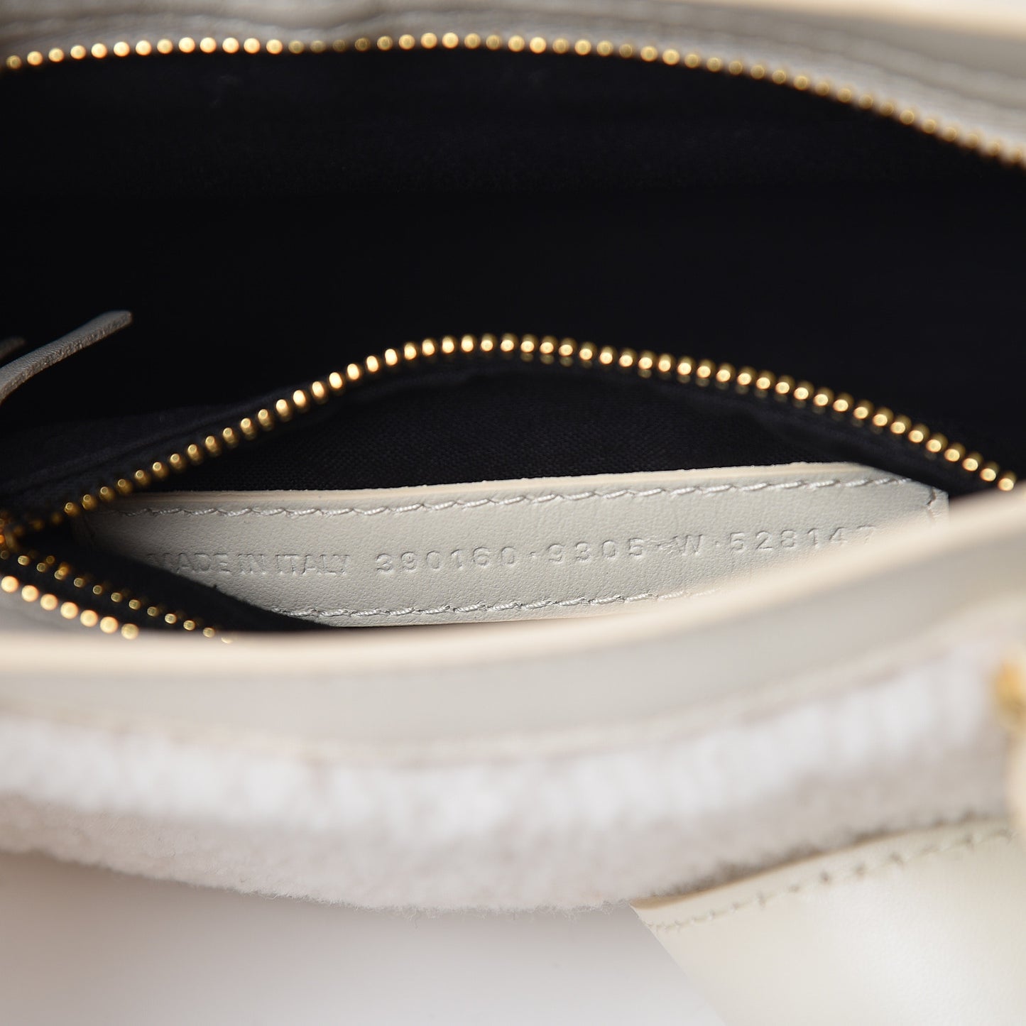 Shearling Nappa Gold Metallic Edge Hardware Mini City Cream