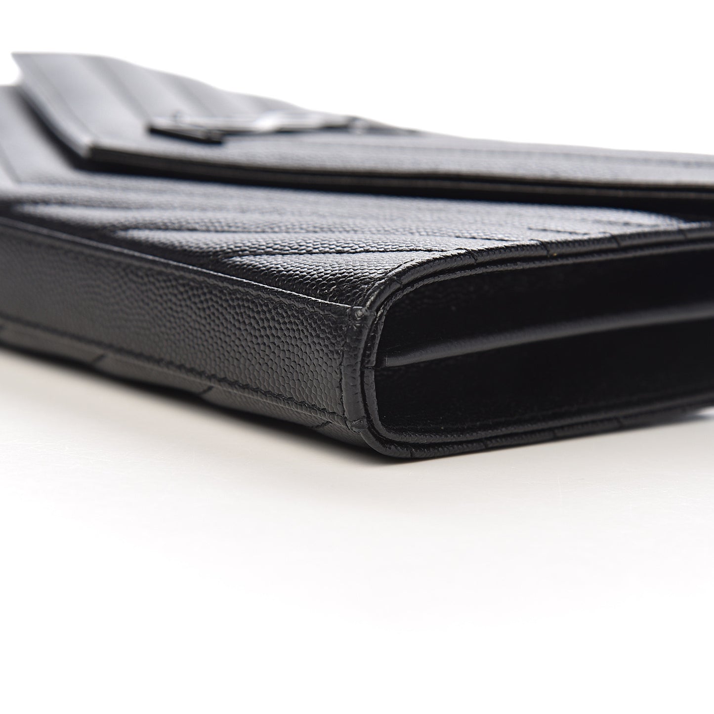 Grain De Poudre Matelasse Chevron Monogram Chain Wallet Black