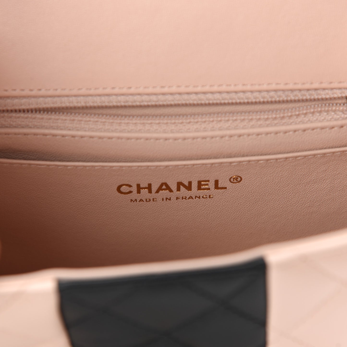 Lambskin Quilted Mini Square Flap Light Beige Black