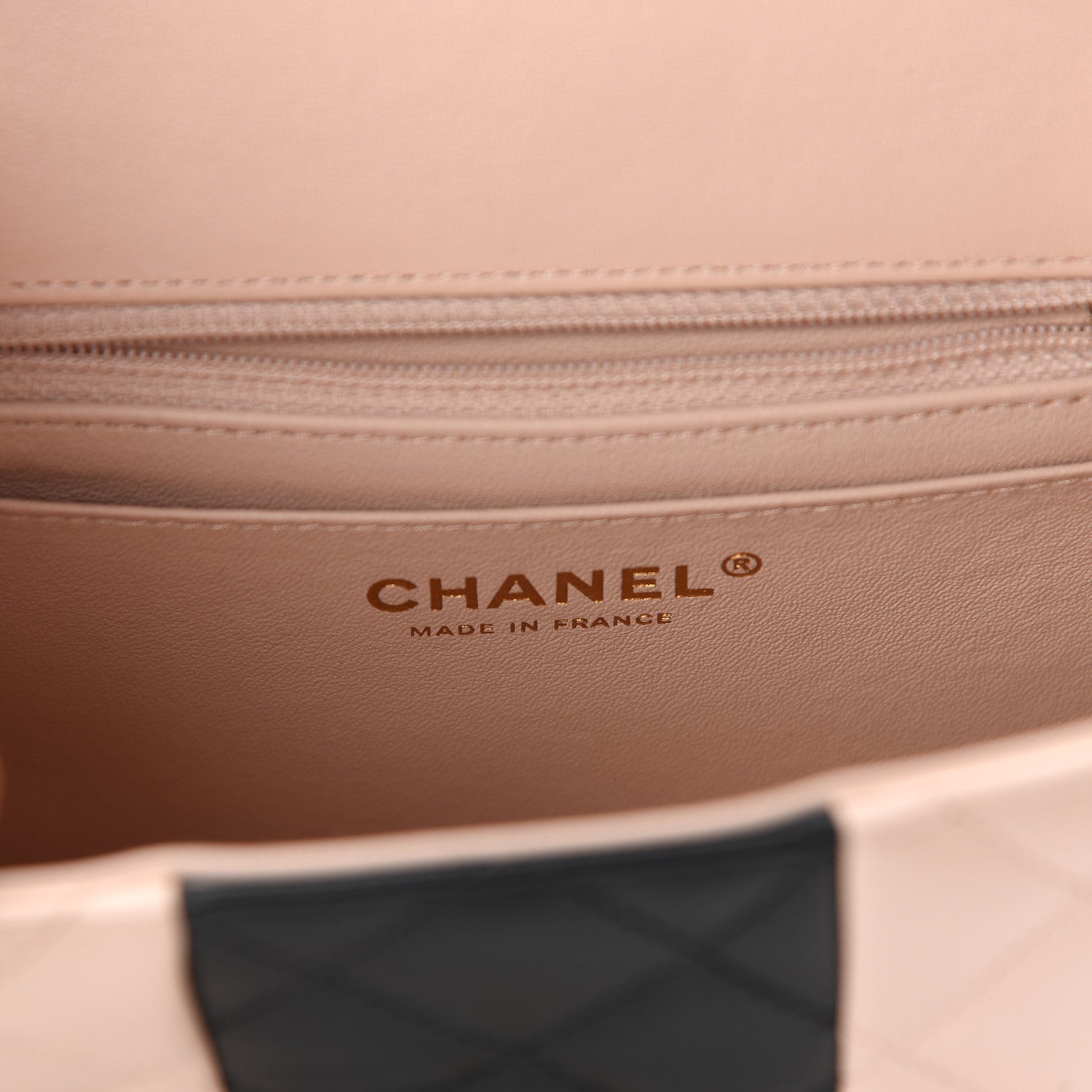 Chanel Lambskin Quilted Mini Square Flap Light Beige Black 8 of 9