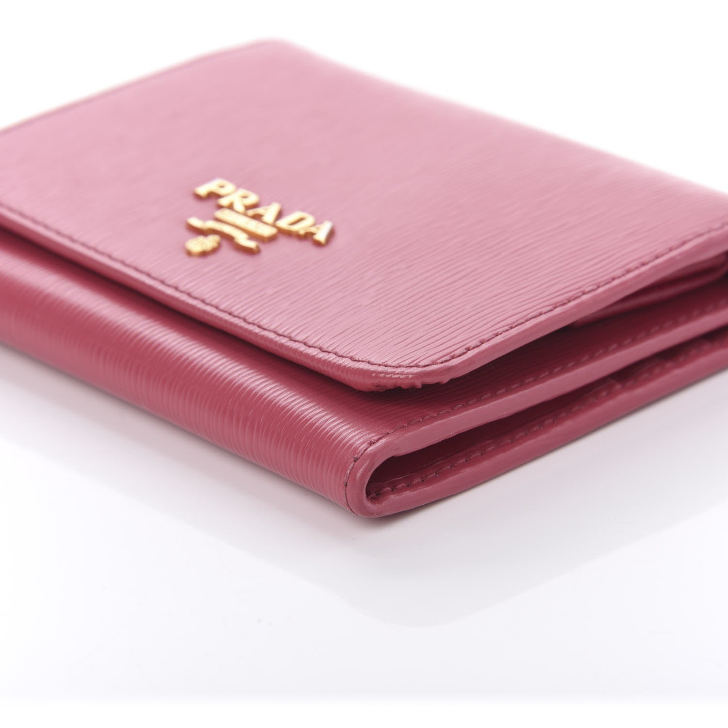 Prada Vitello Move Tri-Fold Compact Wallet Peonia 7 of 8
