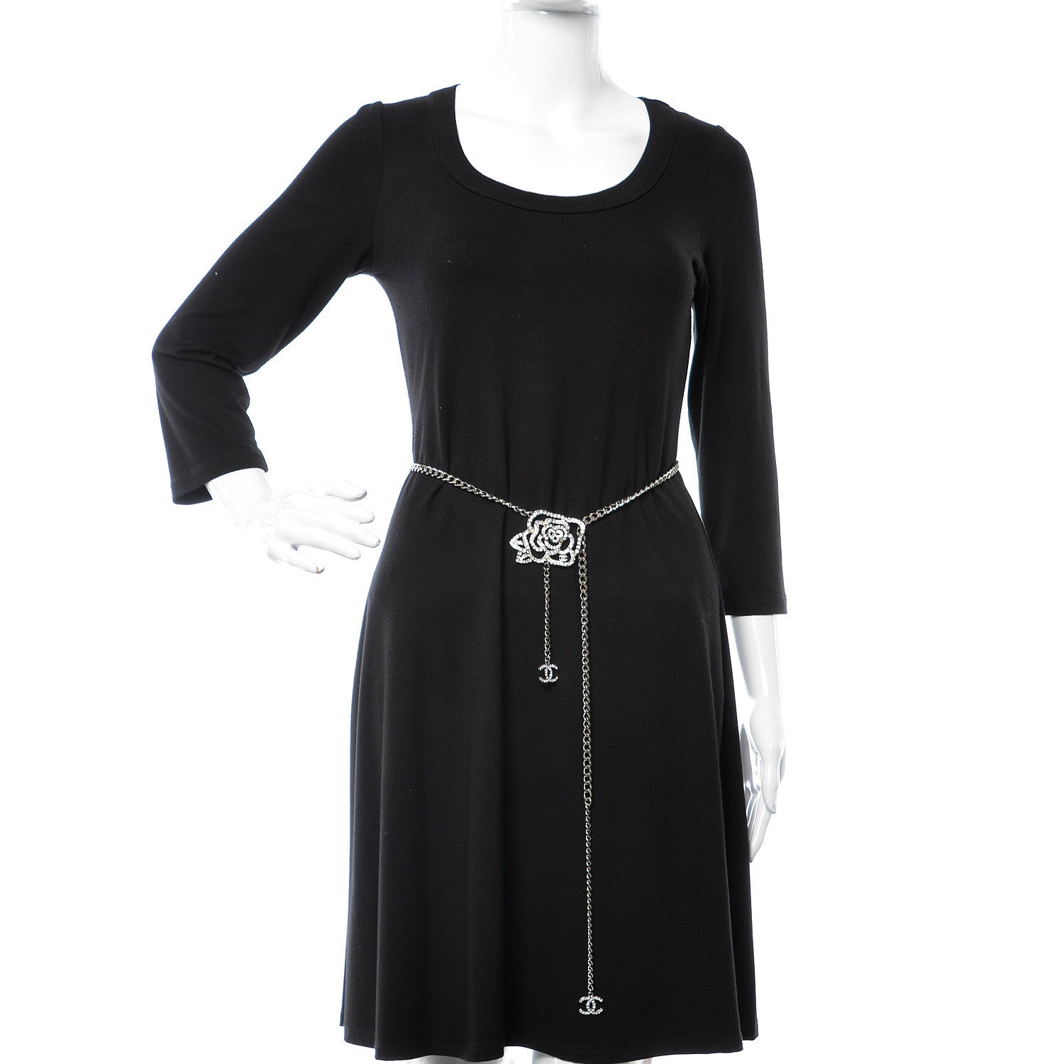 Chanel Crystal CC Camellia Chain Belt Silver 2 of 4