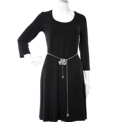 Chanel Crystal CC Camellia Chain Belt Silver 2 of 4