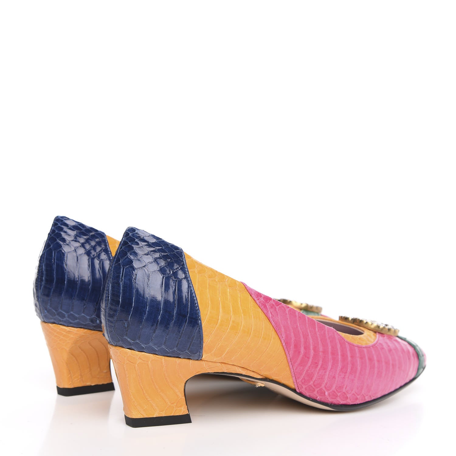 Gucci Snakeskin Crystal Double G Pumps 36 Pink 4 of 9
