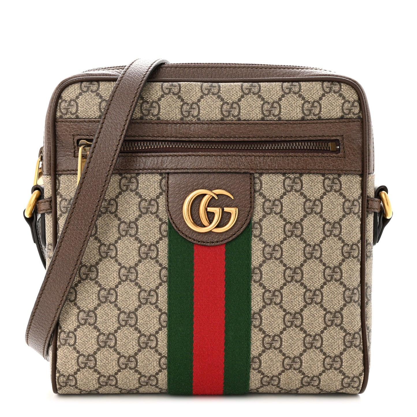 GG Supreme Monogram Web Small Ophidia Messenger Bag Brown