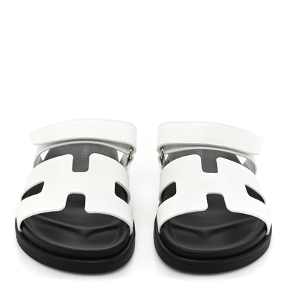 Hermes Calfskin Womens Chypre Sandals 37.5 White 2 of 9