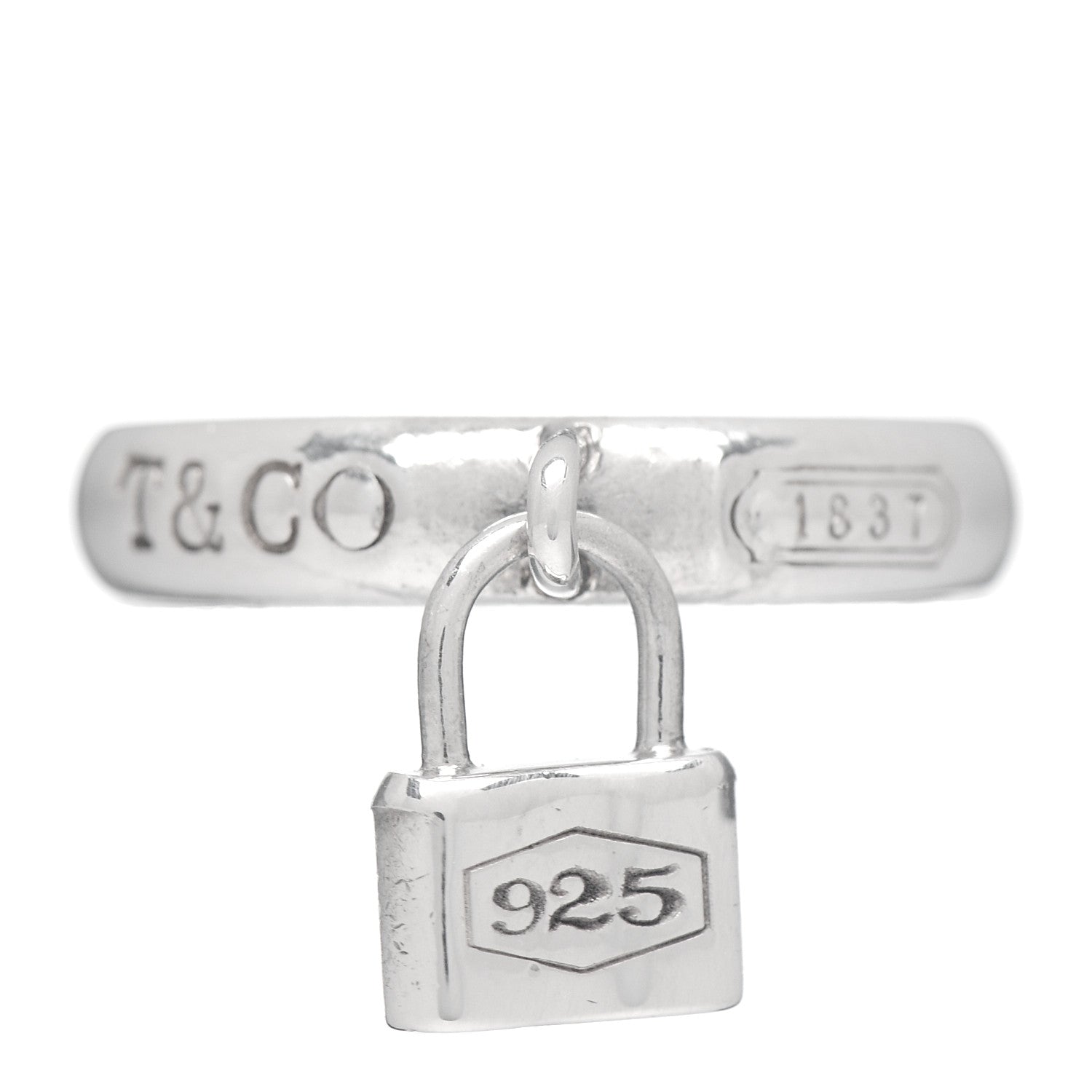Tiffany Sterling Silver 1837 Lock Charm Ring 52 6 1 of 4