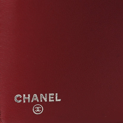 Chanel Lambskin Camellia Embossed Zipped Pocket Wallet Red 6 of 8