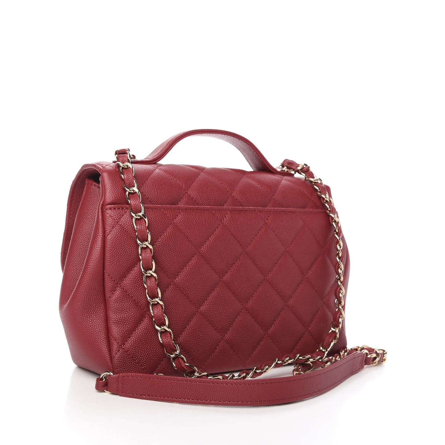 Caviar Quilted Medium Business Affinity Flap Burgundy