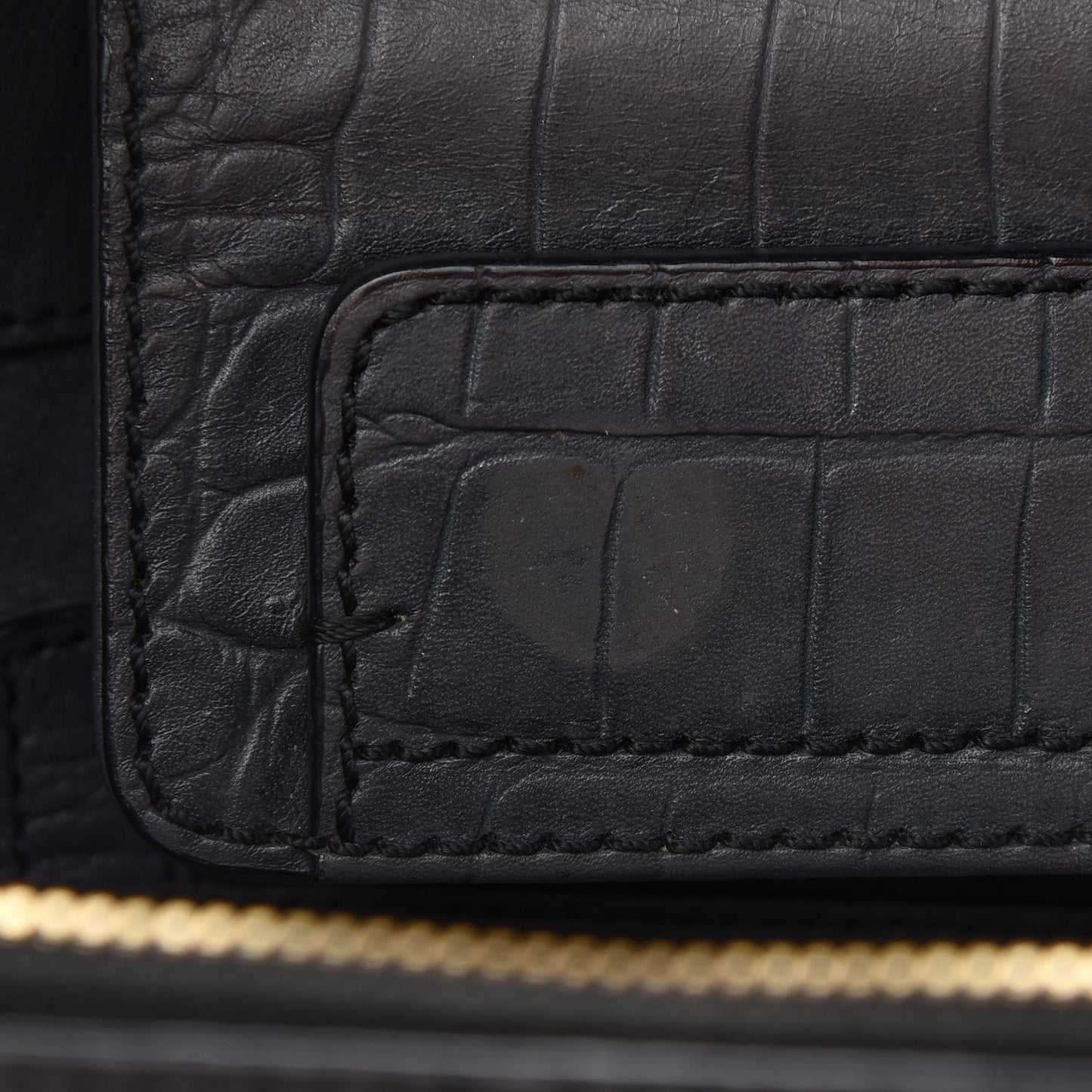 Calfskin Crocodile Embossed Double Zip Tote Bag Grey