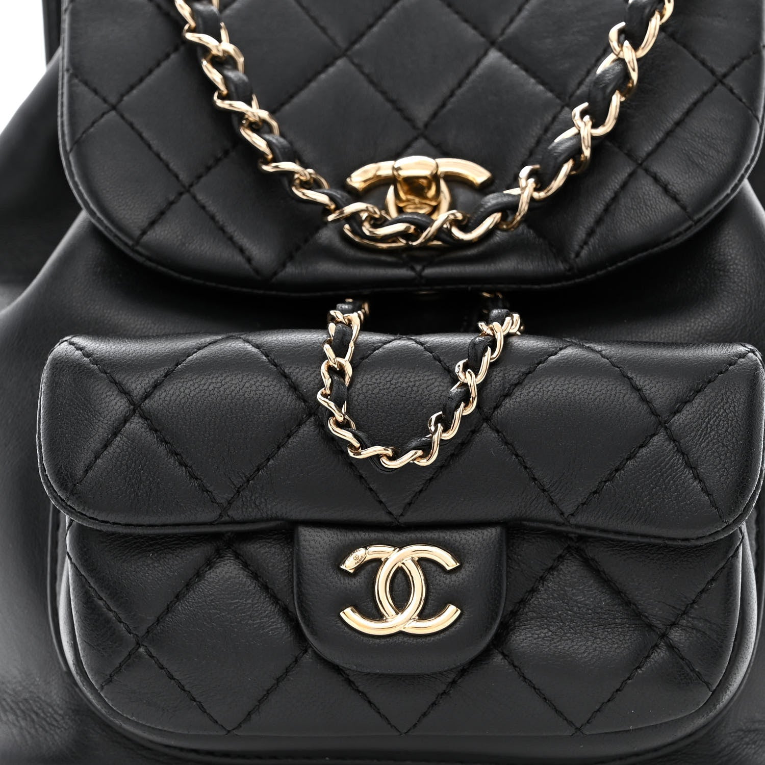 Chanel Lambskin Quilted Small Duma Drawstring Backpack Black 9 of 12