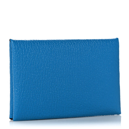 Hermes Chevre Mysore Verso Calvi Card Case Bleu Frida Cuivre 3 of 8