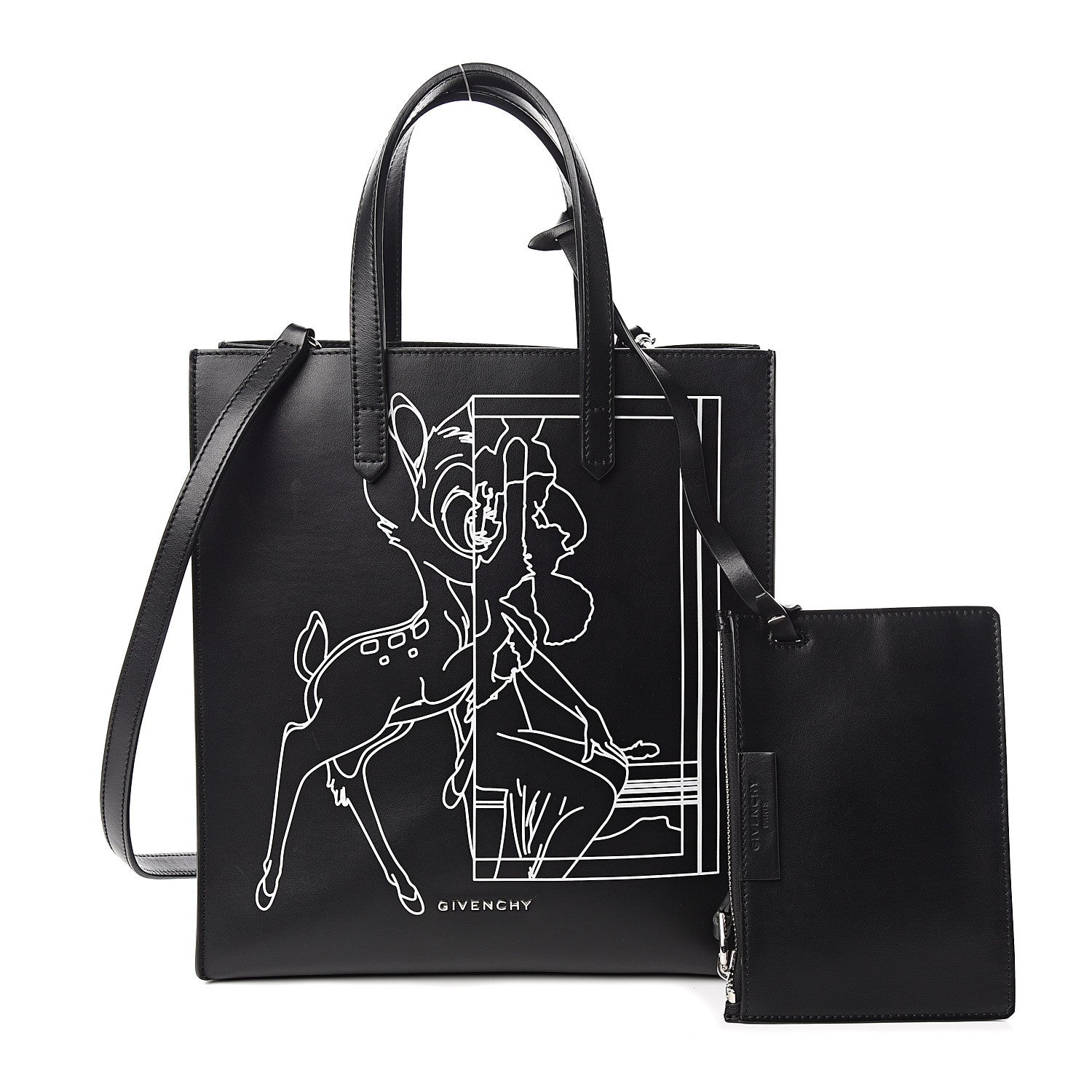 Givenchy Calfskin Bambi Print Small Stargate Shopper Tote Black 1 of 11