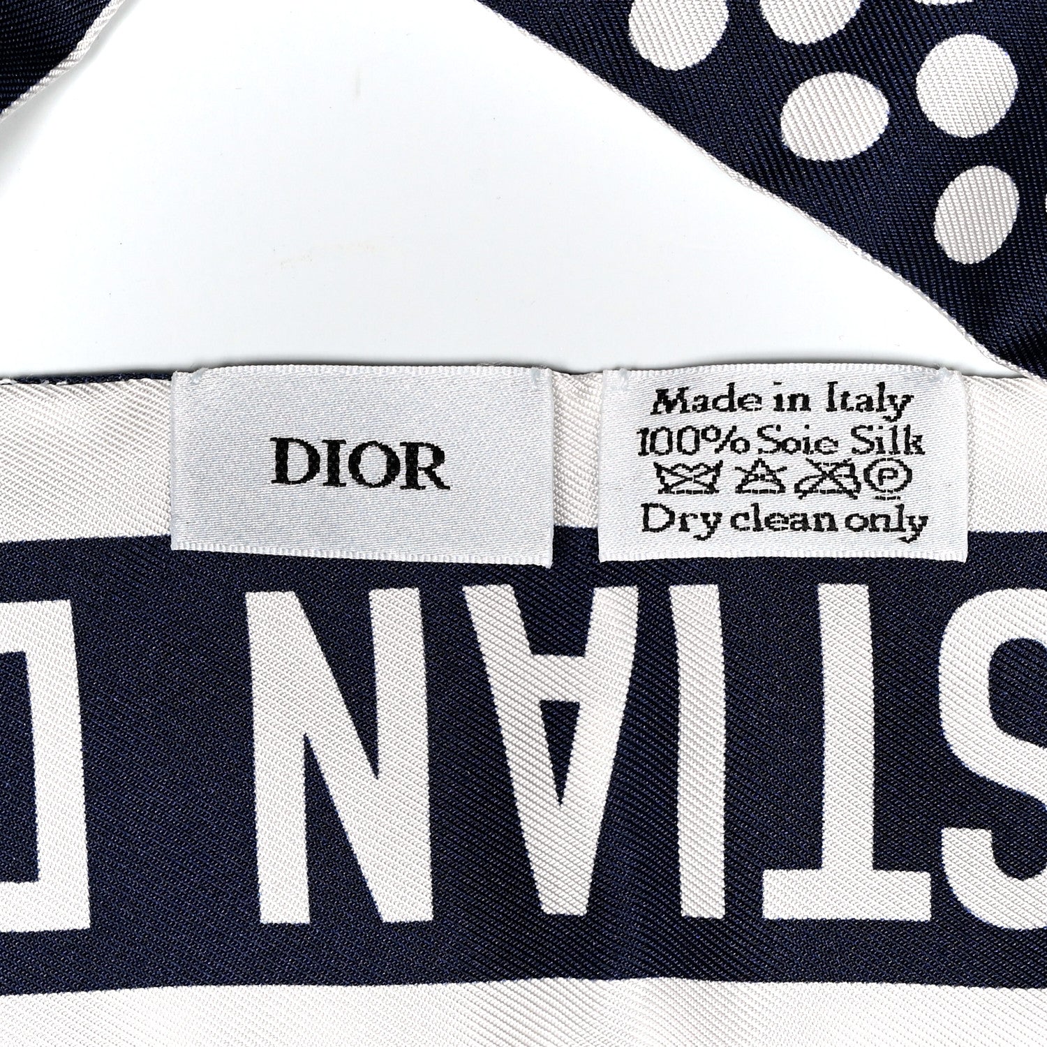 Christian Dior Silk Polka Dot Mitzah Scarf Blue White 3 of 3