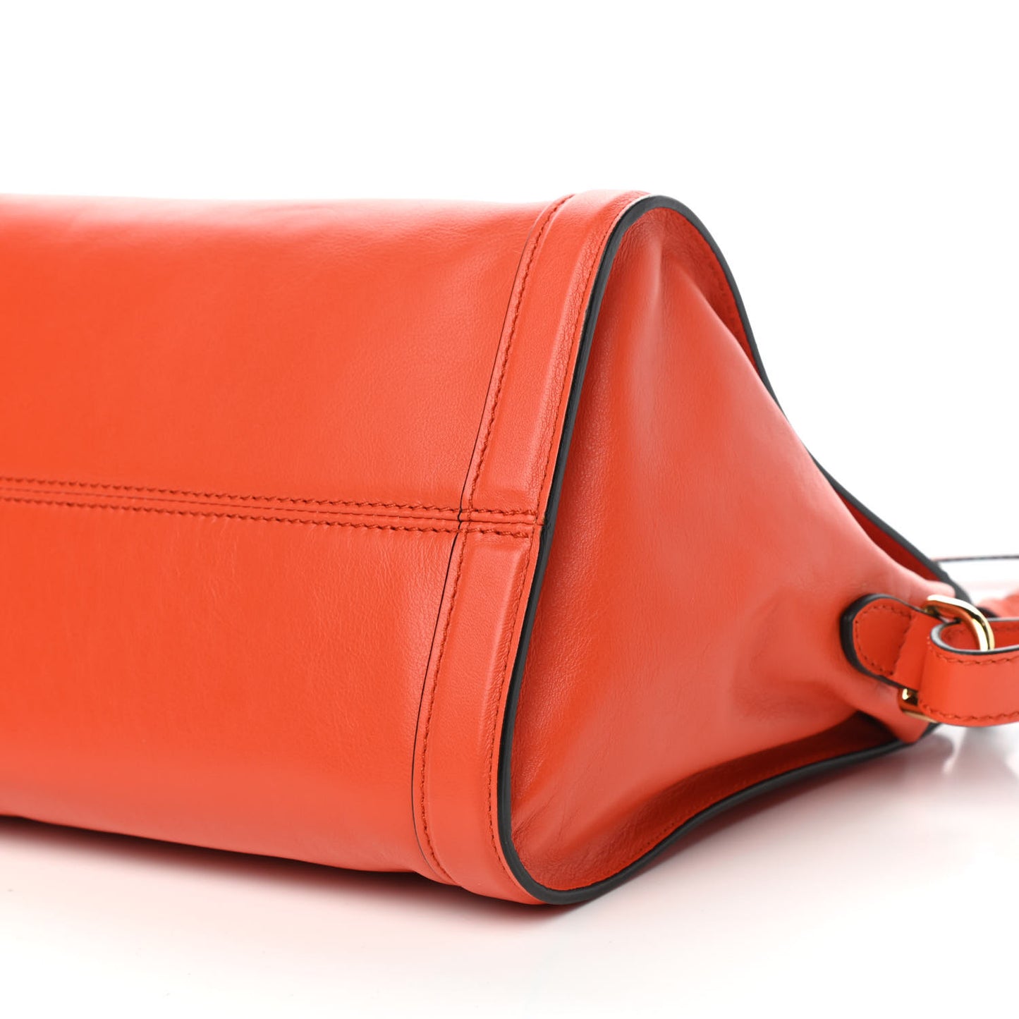 Pebbled Calfskin Small Skull Padlock Zip Around Tote Orange