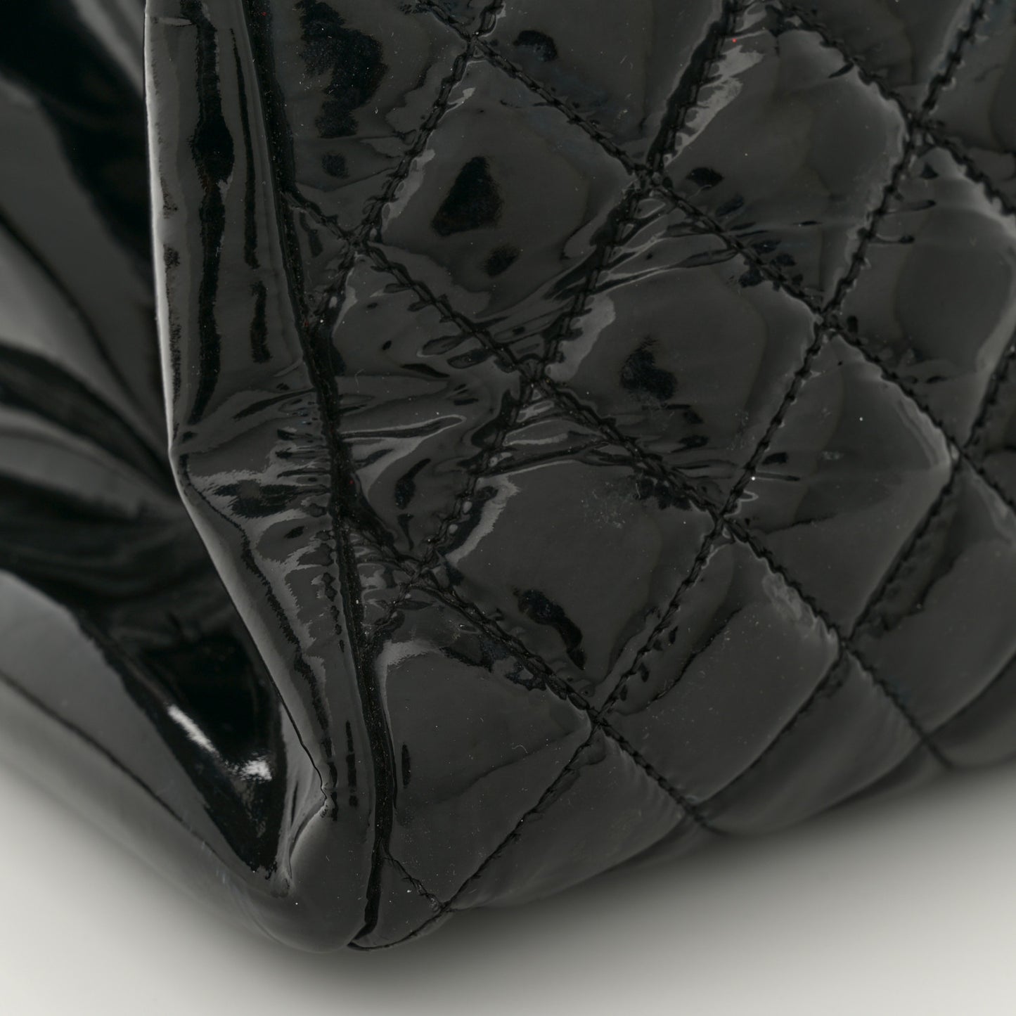 Patent Quilted Large Just Mademoiselle Bowling Bag Black