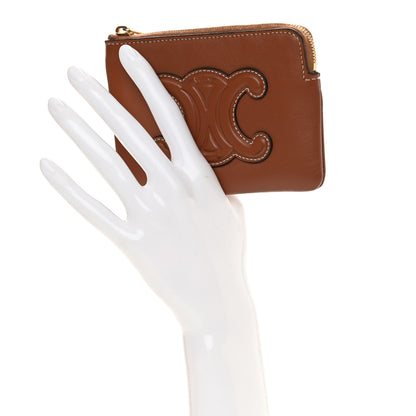 Celine Smooth Calfskin Cuir Triomphe Coin and Card Pouch With Hook Tan 2 of 11