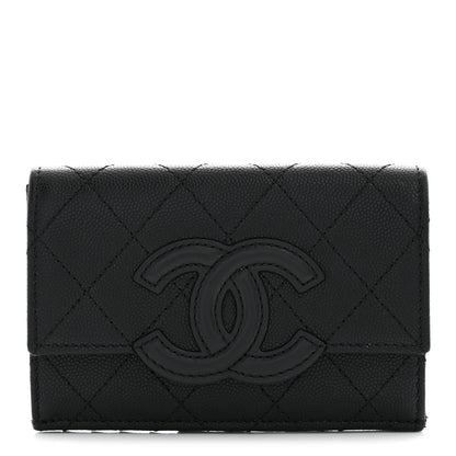 Chanel Caviar Lambskin Quilted CC Flap Card Holder Black 1 of 8