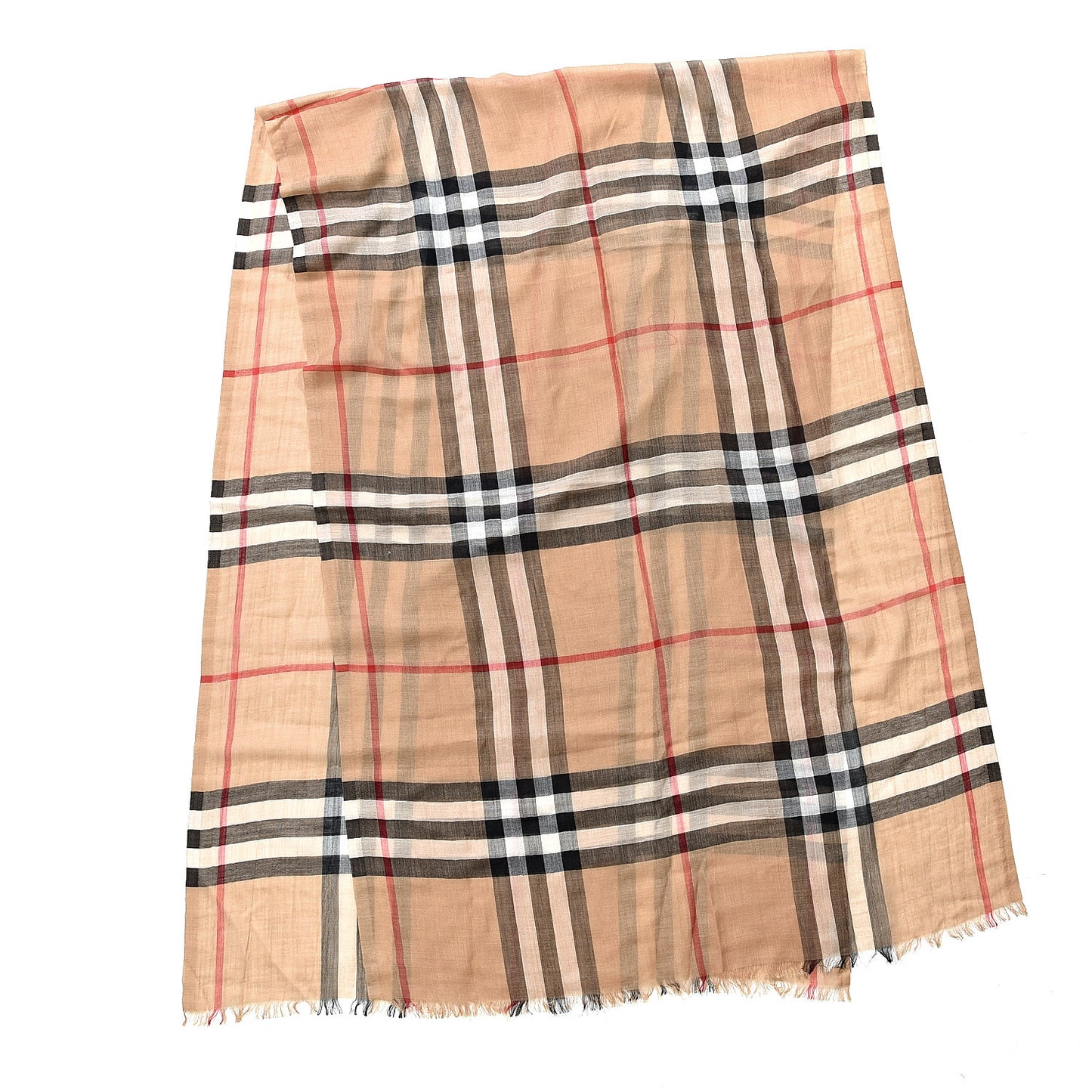 Linen Giant Check Lightweight Scarf Camel