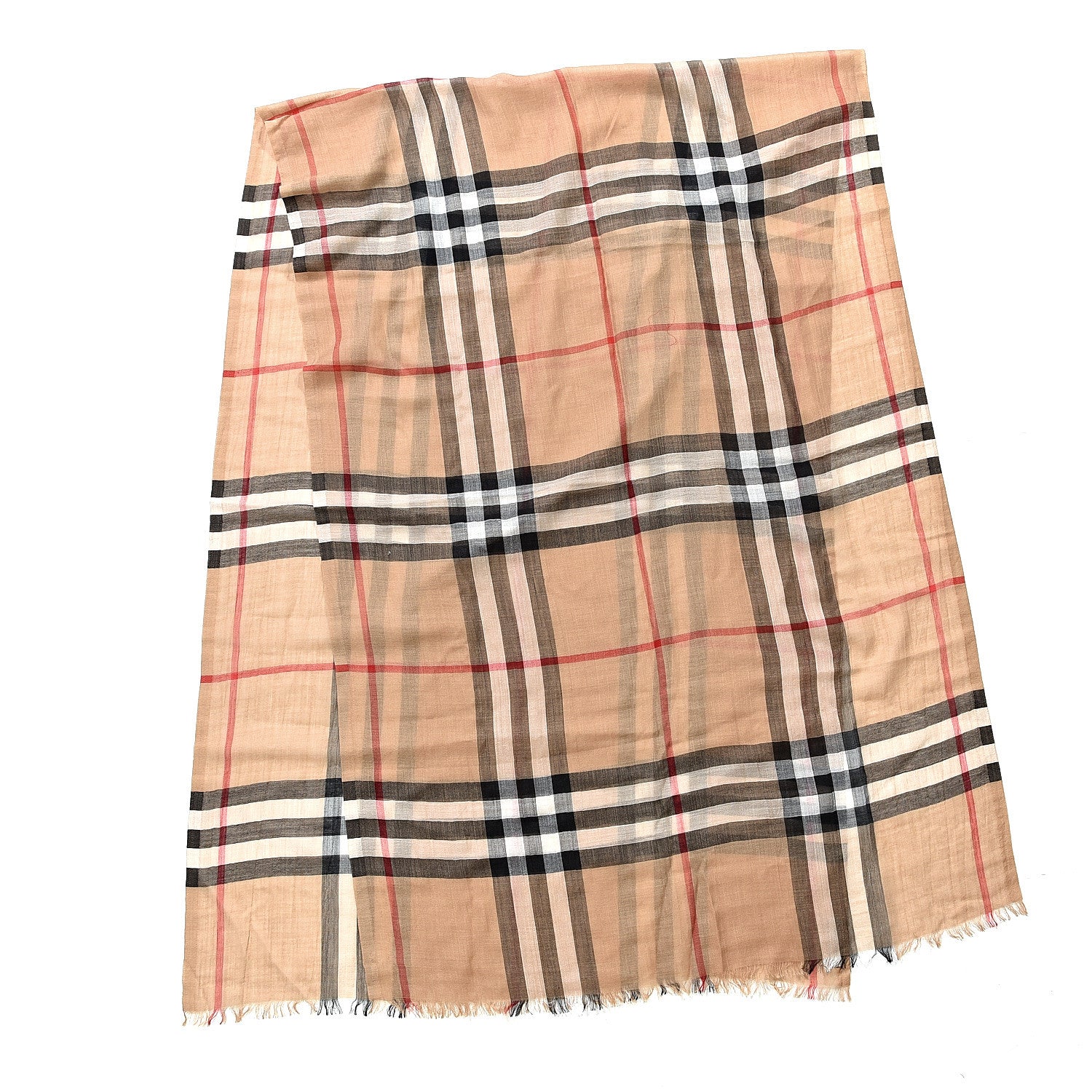 Burberry Linen Giant Check Lightweight Scarf Camel 2 of 4