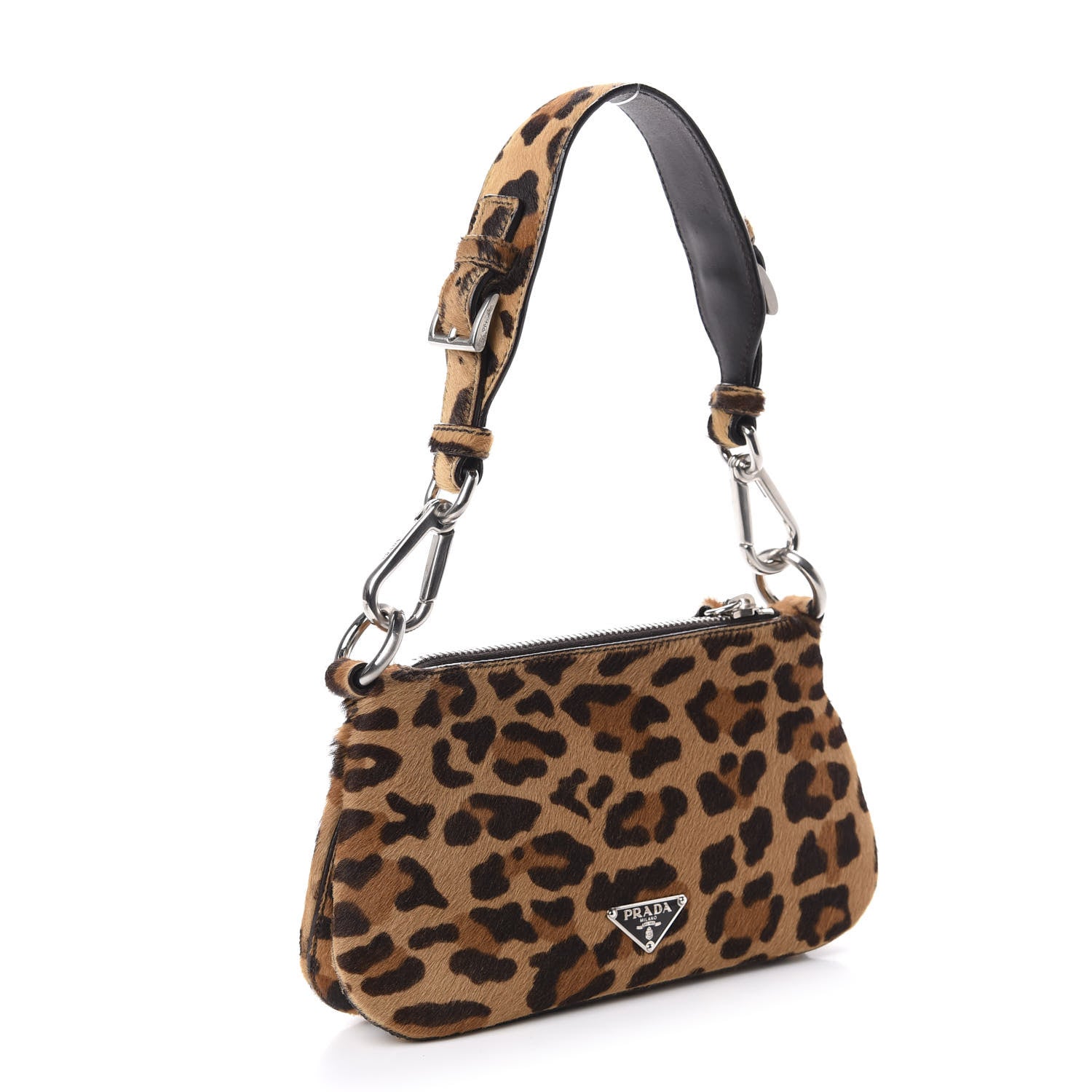 Prada Calf Hair Leopard Print Shoulder Bag Miele Moro 3 of 13
