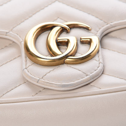 Gucci Calfskin Matelasse Super Mini GG Marmont Shoulder Bag White 10 of 18