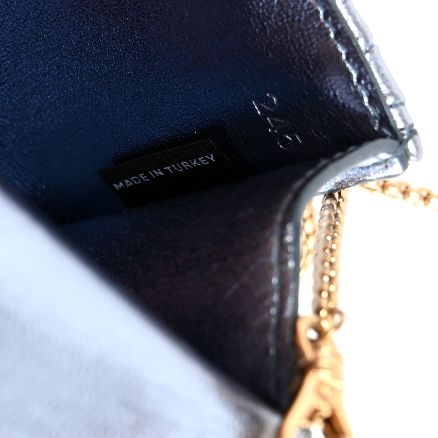 Matelasse Crystal Embellished Mini Chain Shoulder Bag Light Blue