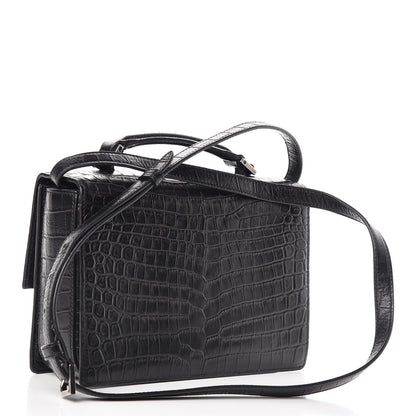 Saint Laurent Calfskin Crocodile Embossed Medium Bellechasse Satchel Black 3 of 9