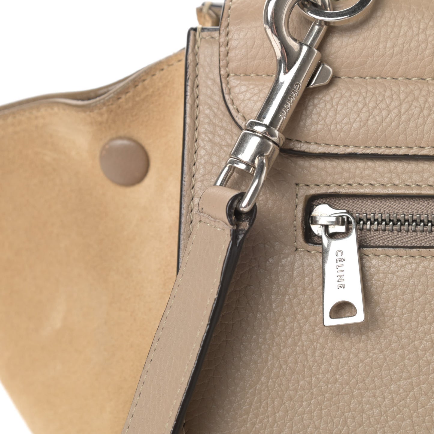 Drummed Calfskin Suede Small Trapeze Dune