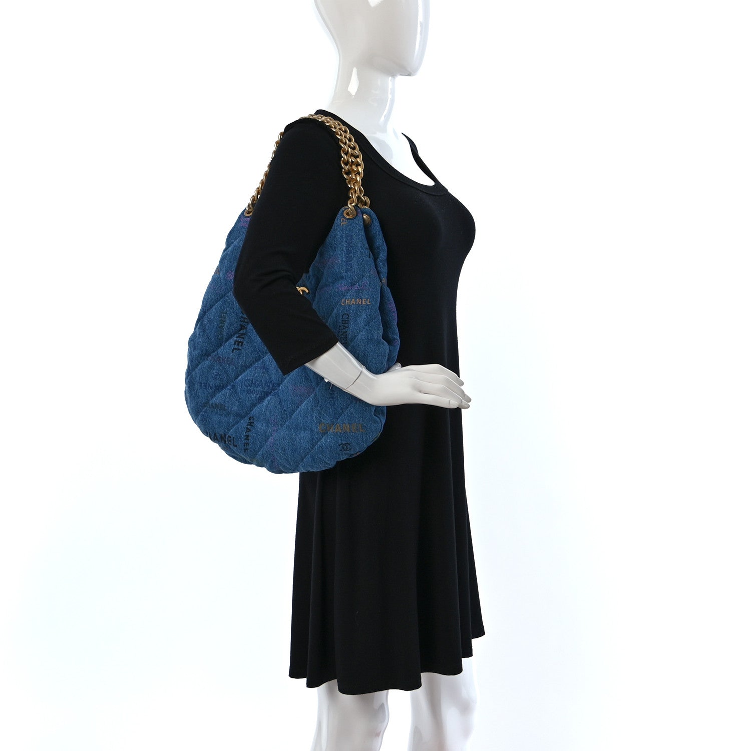 Chanel Denim Quilted Denim Mood Maxi Hobo Blue Multicolor 2 of 9