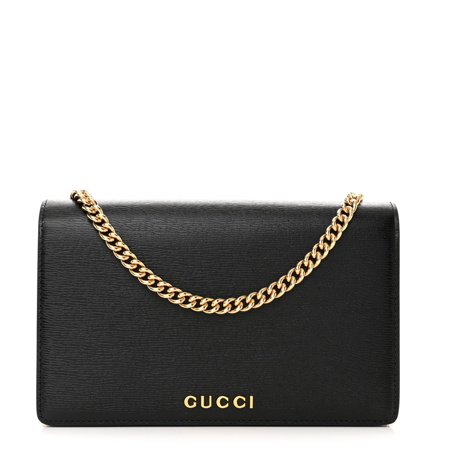 Gucci Calfskin Script Logo Wallet On Chain Black 1 of 10