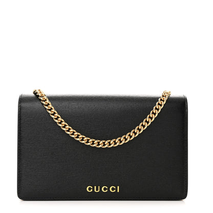 Gucci Calfskin Script Logo Wallet On Chain Black 1 of 10