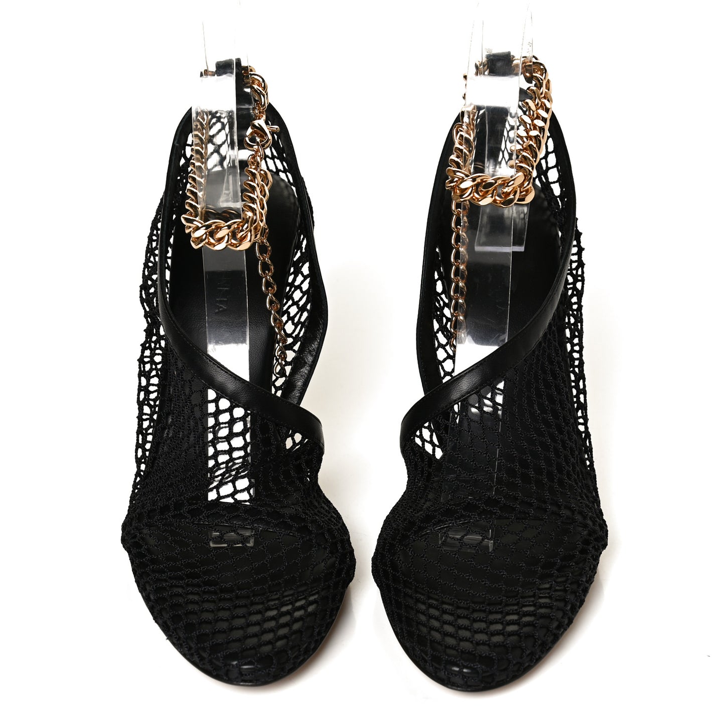 Mesh Nappa Chunky Chain Sandals 37 Black