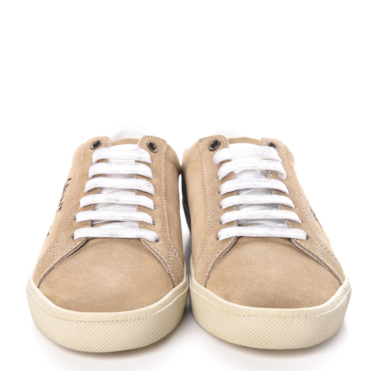 Saint Laurent Distressed Canvas Court Classic Sneakers 38 Desert 2 of 8