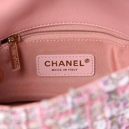 Chanel Tweed Mini Pearl Handle Flap Pink Beige Orange Ecru 6 of 10