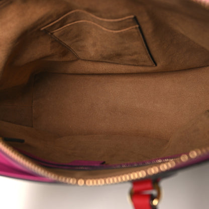 Gucci GG Supreme Monogram Medium Zippered Bucket Tote Beige Hibiscus Red New Rosette 5 of 10