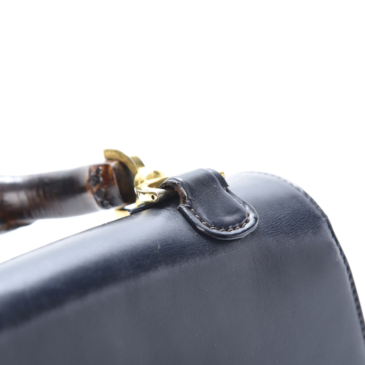 Calfskin Bamboo Top Handle Bag Navy