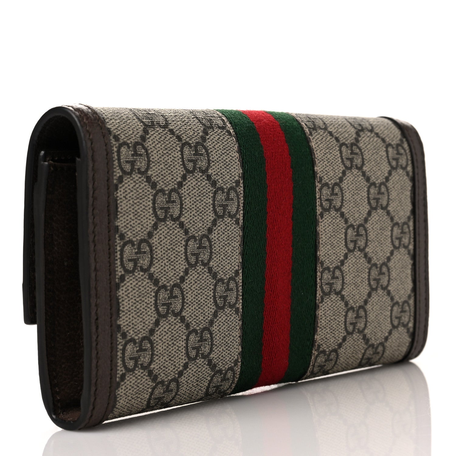 Gucci GG Supreme Monogram Web Ophidia Continental Wallet Brown 3 of 9