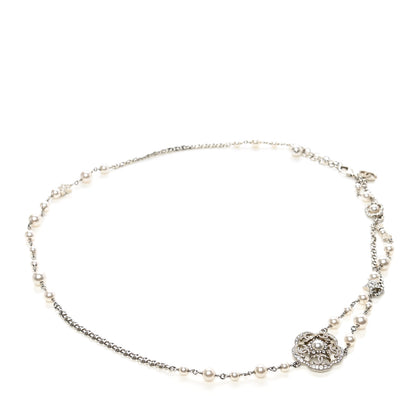 Chanel Crystal Pearl Flower CC Belt Silver 1 of 4